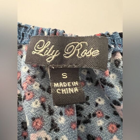 Lily Rose Blue flower print, long top - Picture 3 of 5